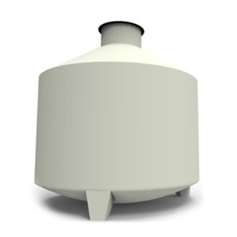 Cylindrical tank, with legs, low torispherical bottom, conical top with manhole