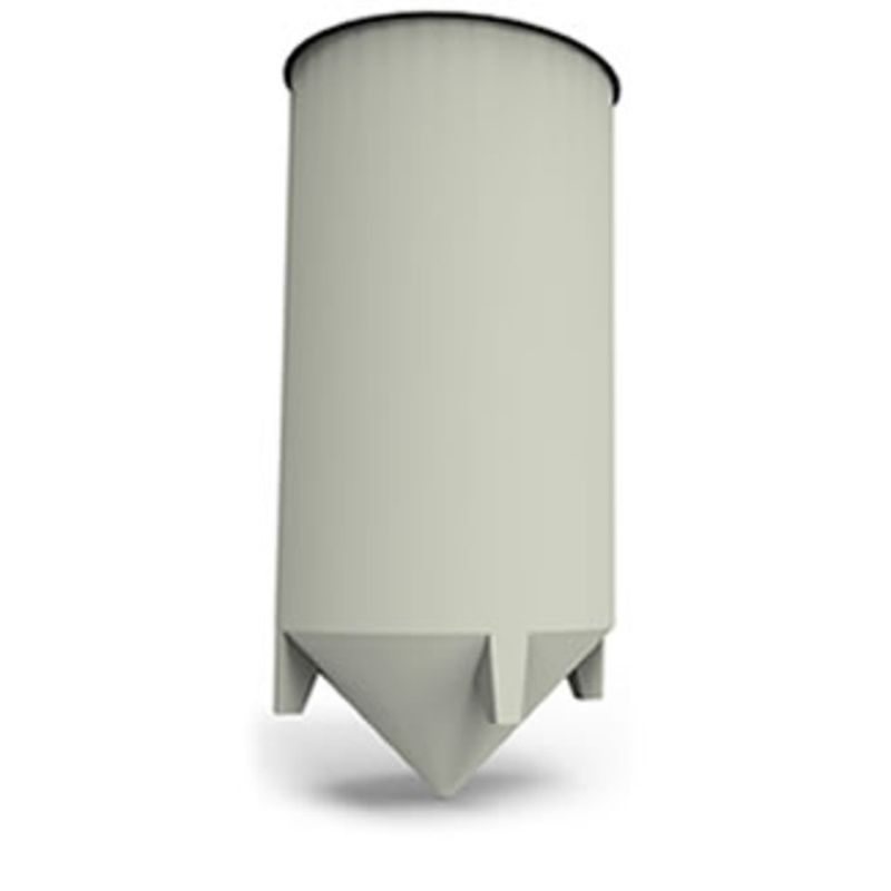 Conical-cylindrical tank with legs, open at the top with flange